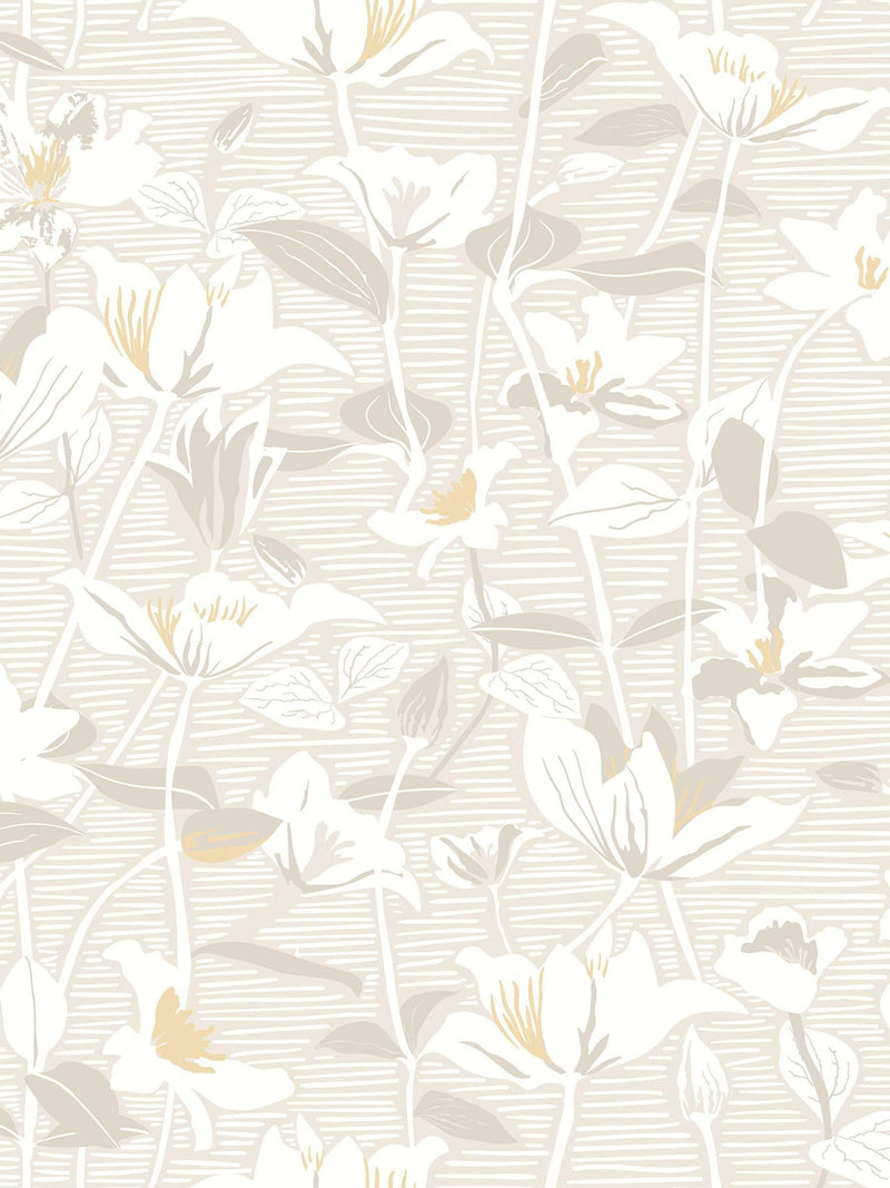 Hoopla Walls Coconut Mix Lino Leaves Wallpaper A4 Sample