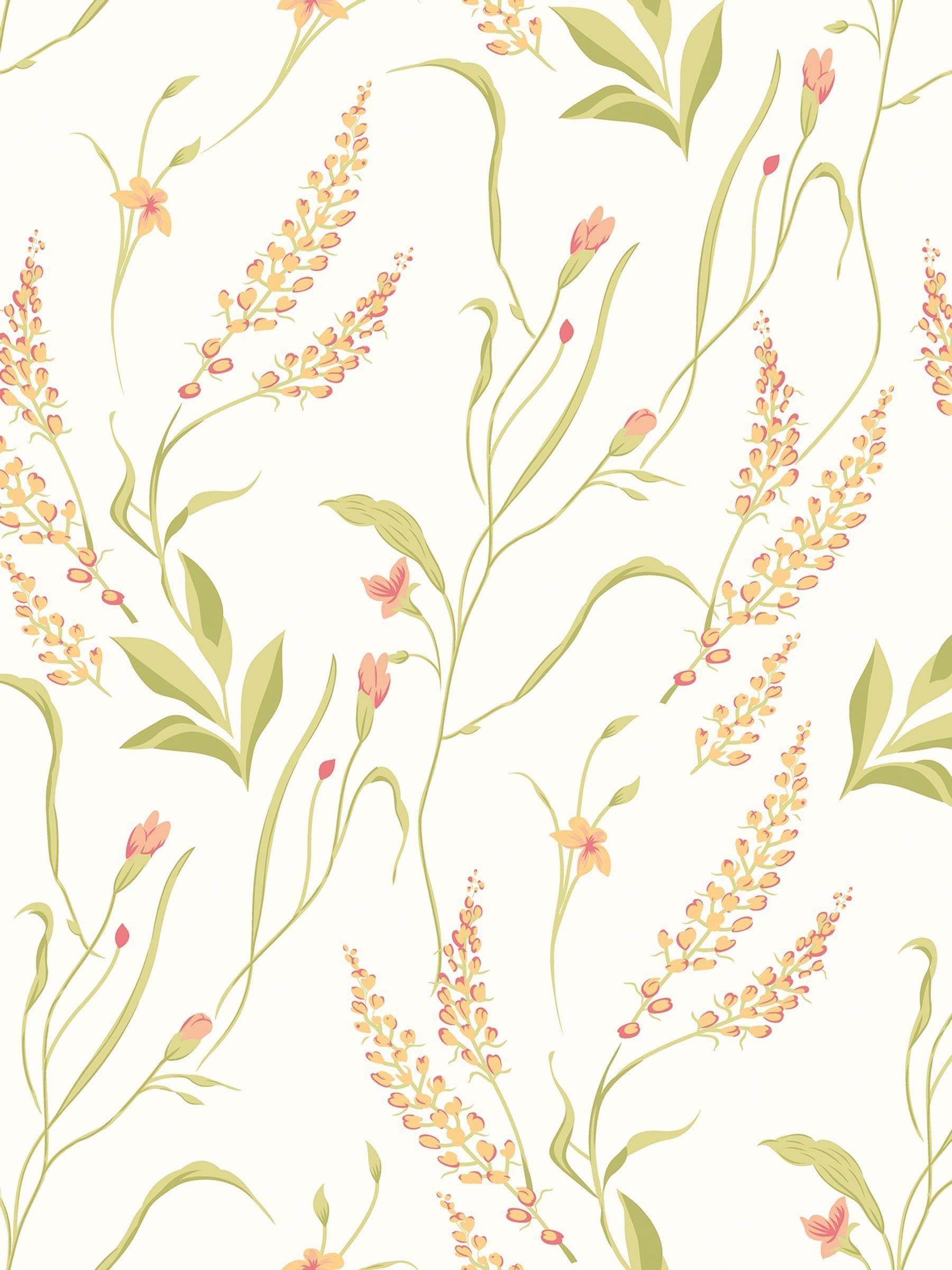 Hoopla Walls Honey Peach Springtime Meadow Wallpaper A4 Sample