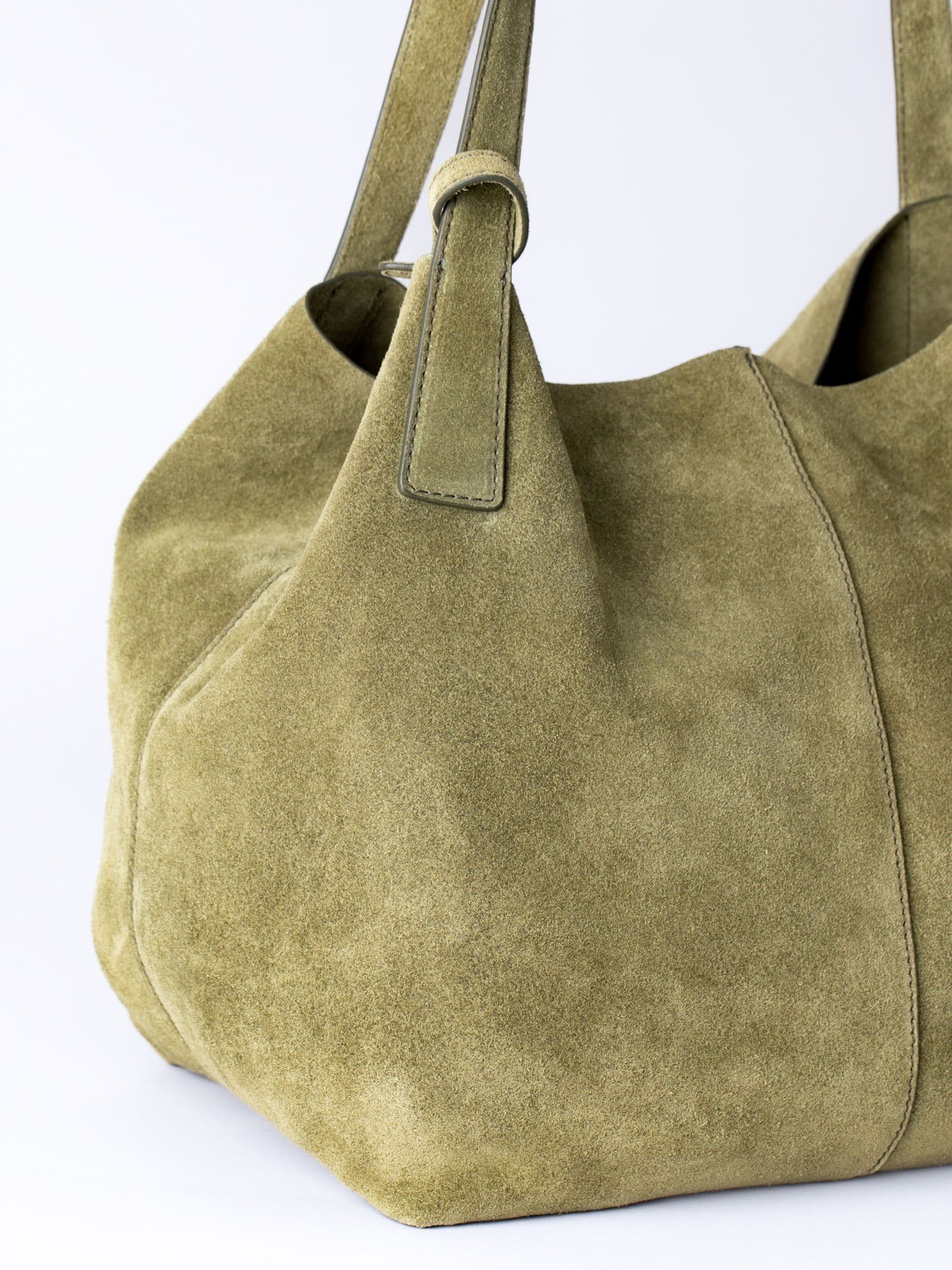 Lakeland Leather Green Santon Suede Tote Bag