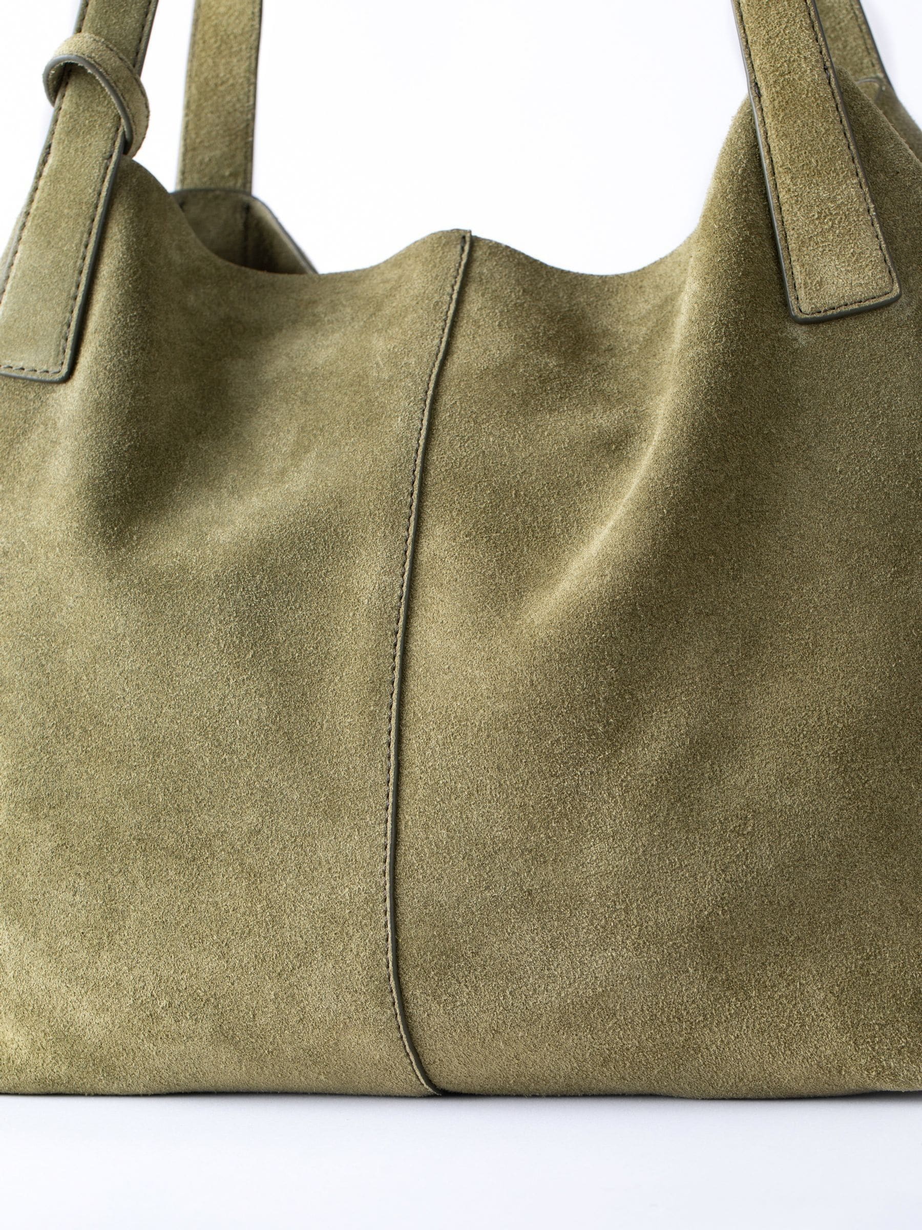 Lakeland Leather Green Santon Suede Tote Bag