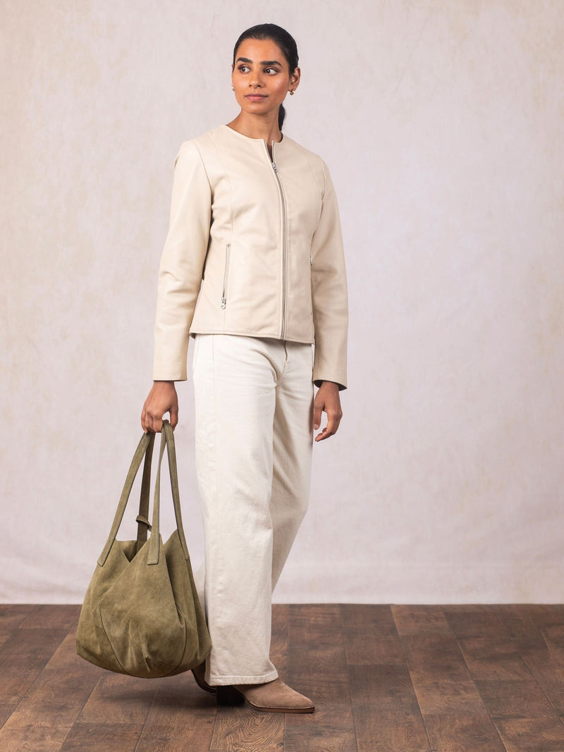 Lakeland Leather Green Santon Suede Tote Bag
