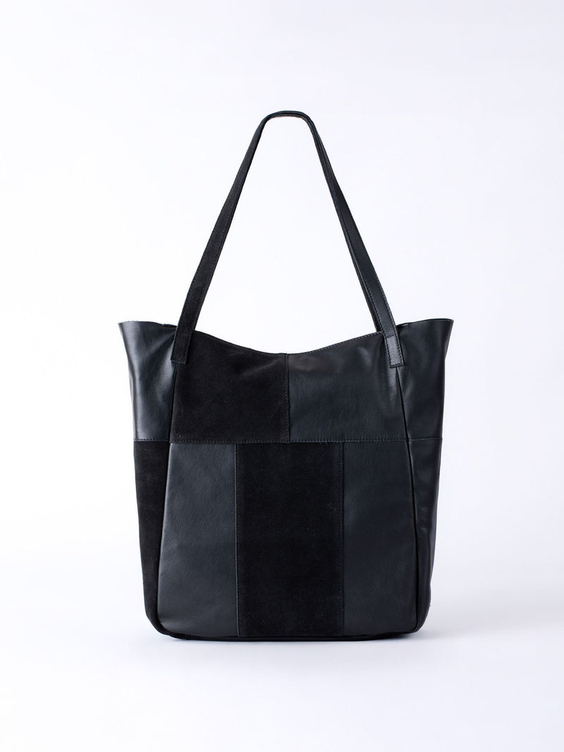 Lakeland Leather Dark Brown Tarn Hows Patchwork Suede Tote Bag