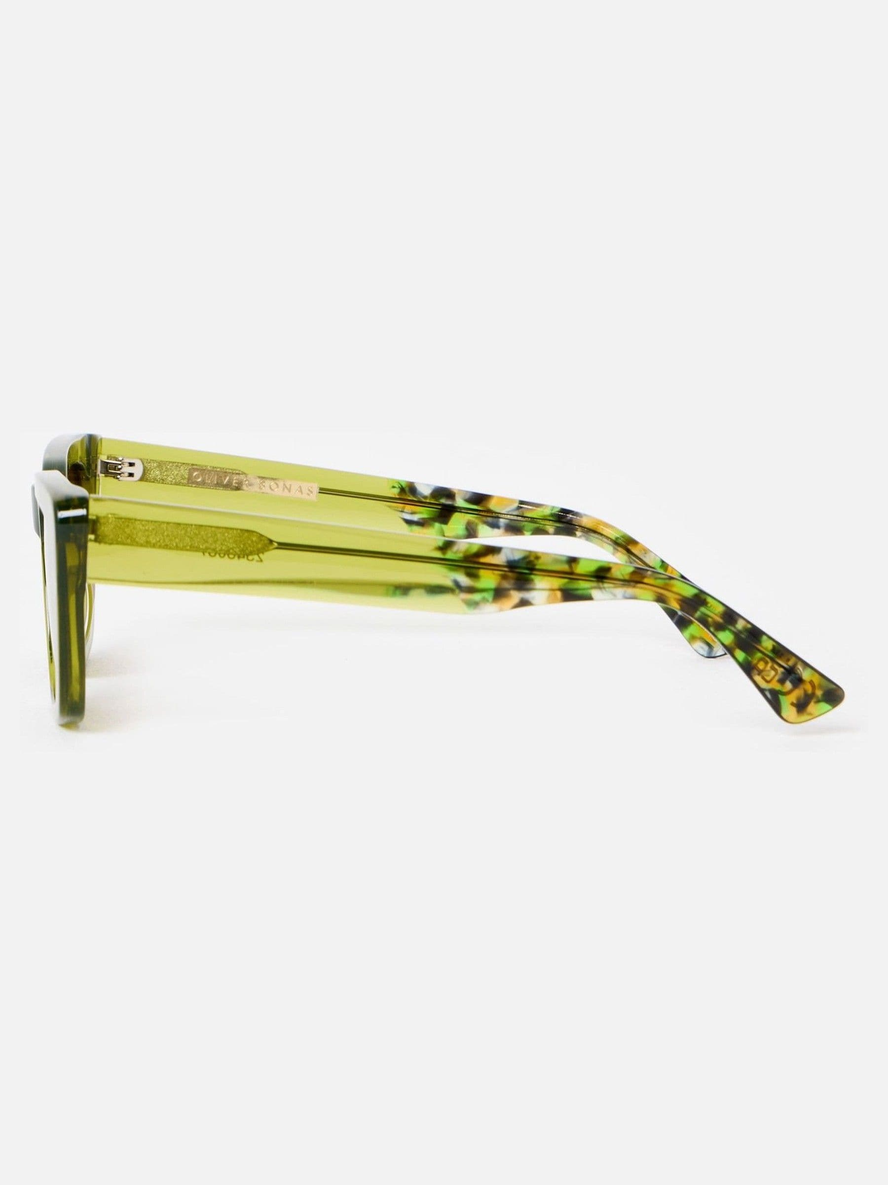 Oliver Bonas green angled square acetate sunglasses, UK version