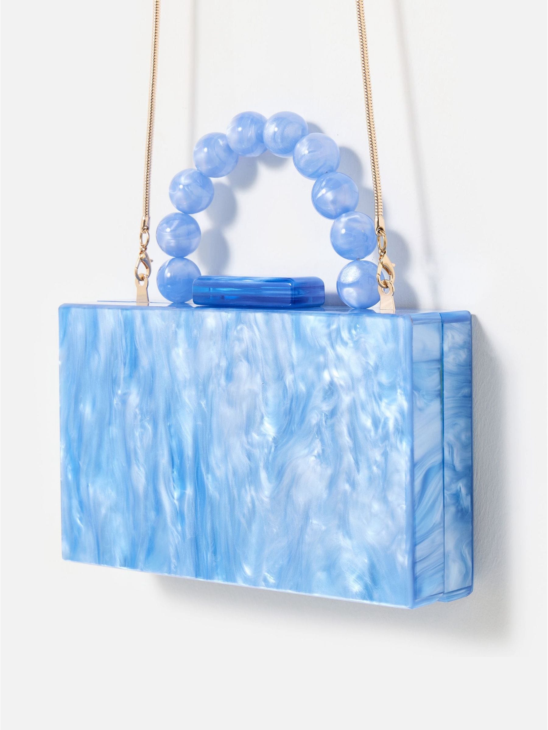Oliver Bonas blue marbled box clutch bag - British product