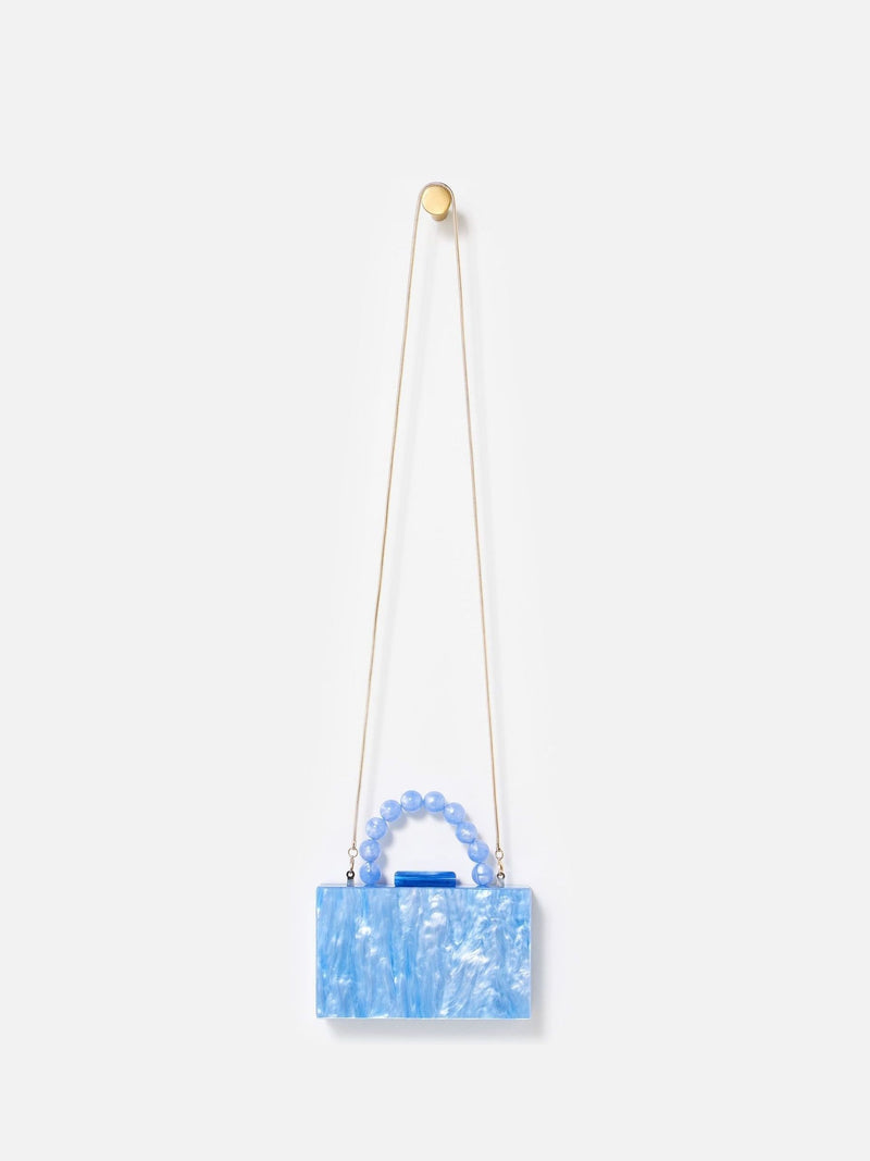 Oliver Bonas blue marbled box clutch bag - British product