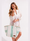 Seaspray Blue Lucy Stripe Oversized Beach Bag