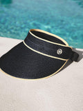 Seaspray Black Sascha visor hat in navy and natural - British product