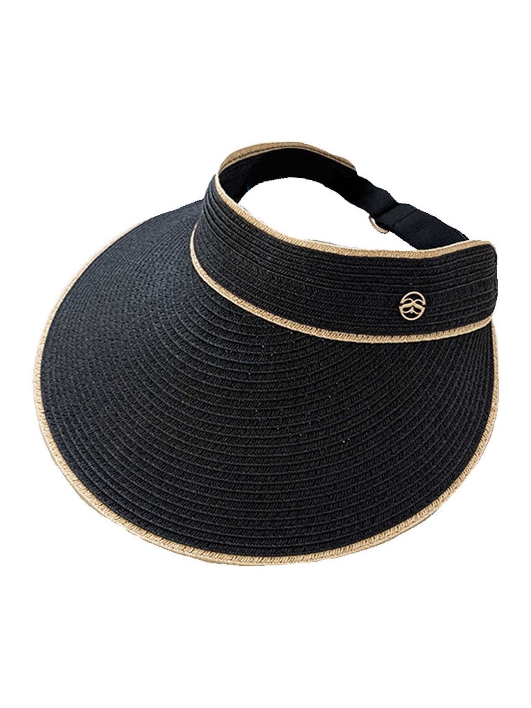 Seaspray Black Sascha visor hat in navy and natural - British product