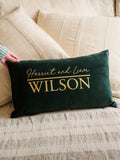 No Ordinary Gift personalised wedding cushion velvet 50x30cm, imported from the UK