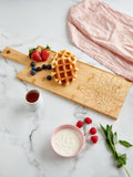 No Ordinary Gift personalised bamboo serving board with birth flower - British product