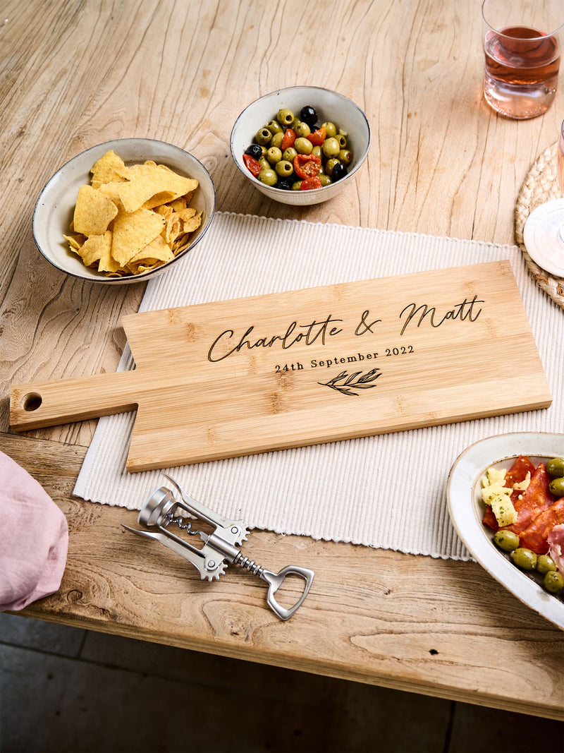 No Ordinary Gift personalised serving board with wedding date - British product