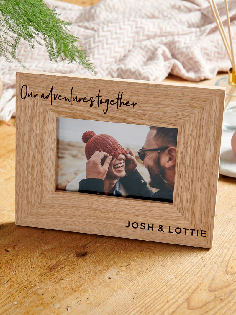 No Ordinary Gift personalised wooden frame Our Adventures Together fits 6x4 photo, imported from the UK