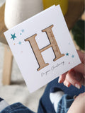 No Ordinary Gift personalised initial christening card 15x15cm, imported from the UK