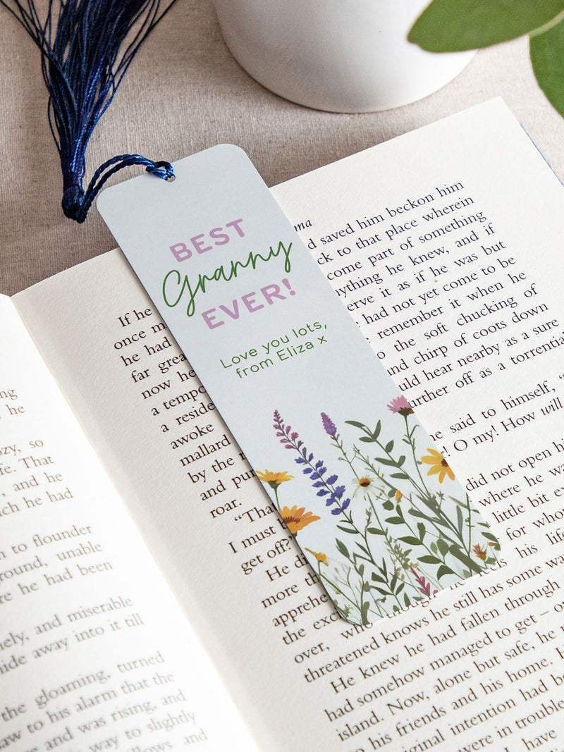 No Ordinary Gift personalised wildflowers bookmark aluminium tassel - British product