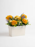 Scottish Everlastings orange yellow artificial daisy arrangement 24cm, UK version