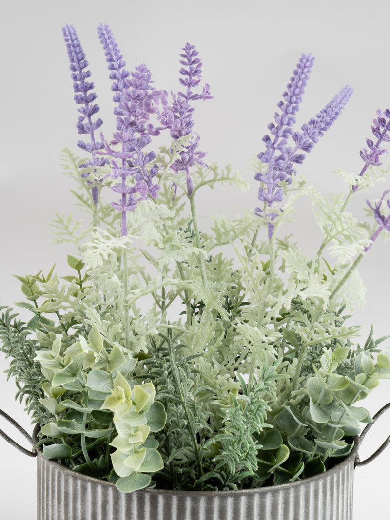 Scottish Everlastings artificial lavender in iron pot 37.5cm (British brand)