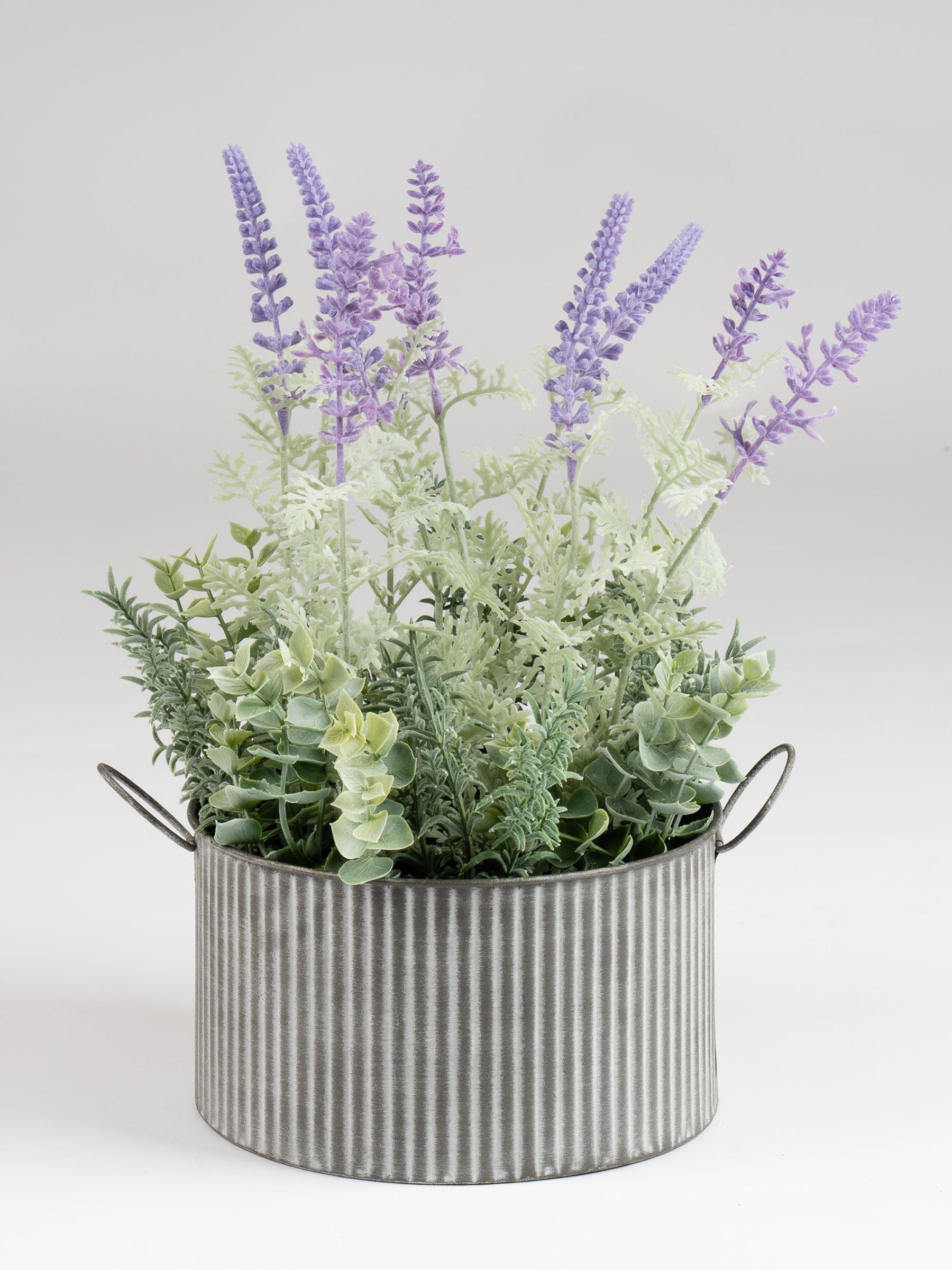 Scottish Everlastings artificial lavender in iron pot 37.5cm (British brand)