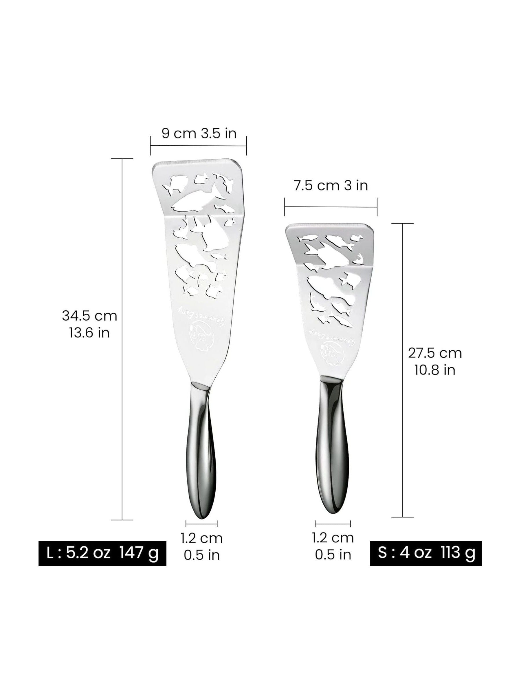 Funky Fish stainless steel spatulas set of 2, imported from the UK