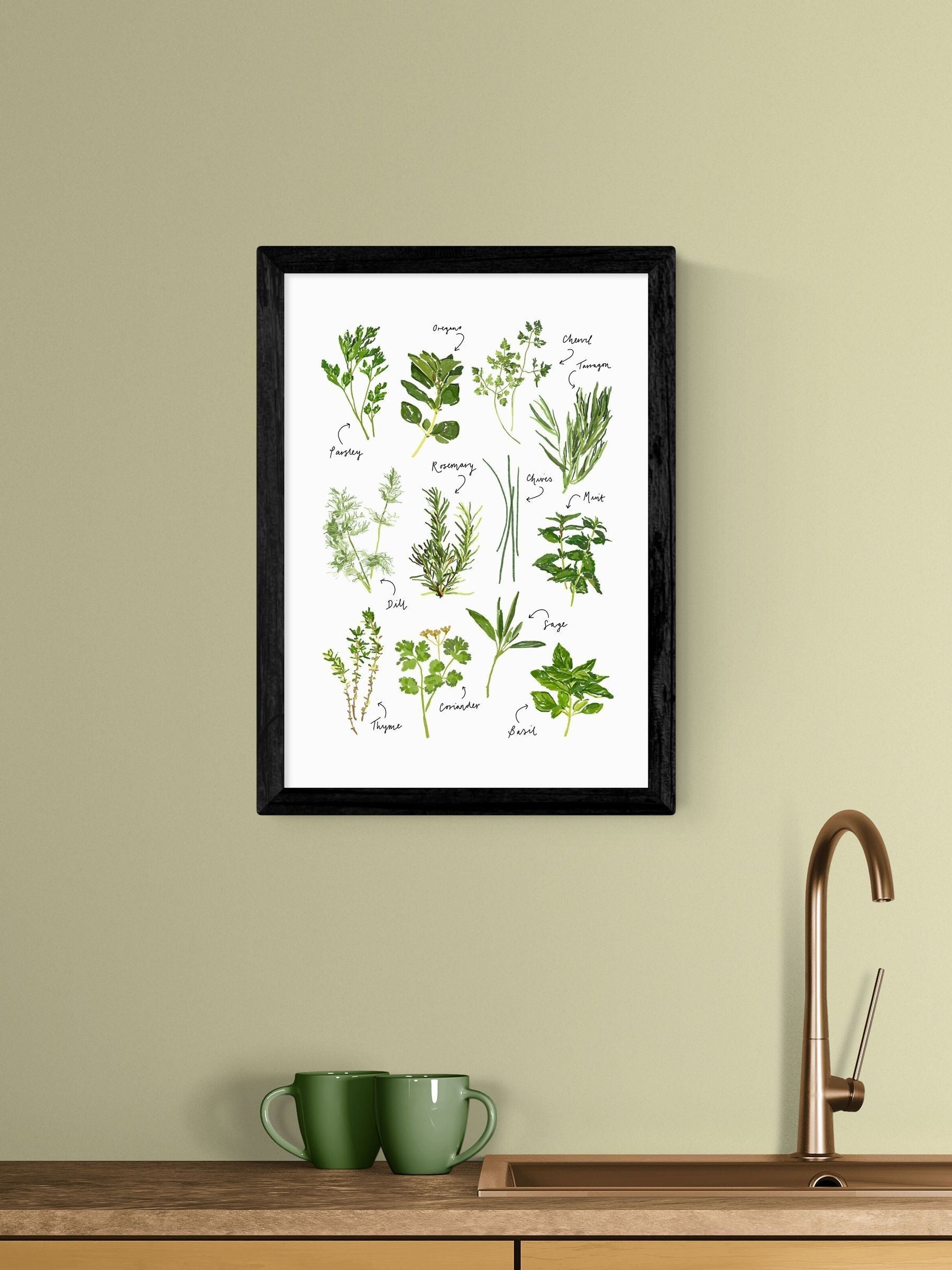East End Prints Black All the Herbs Wall Art Print by Natalie Cass
