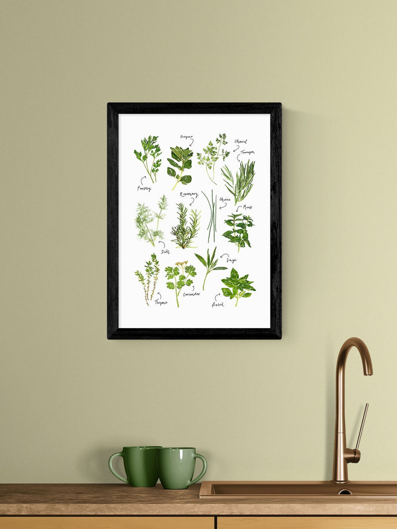 East End Prints Black All the Herbs Wall Art Print by Natalie Cass
