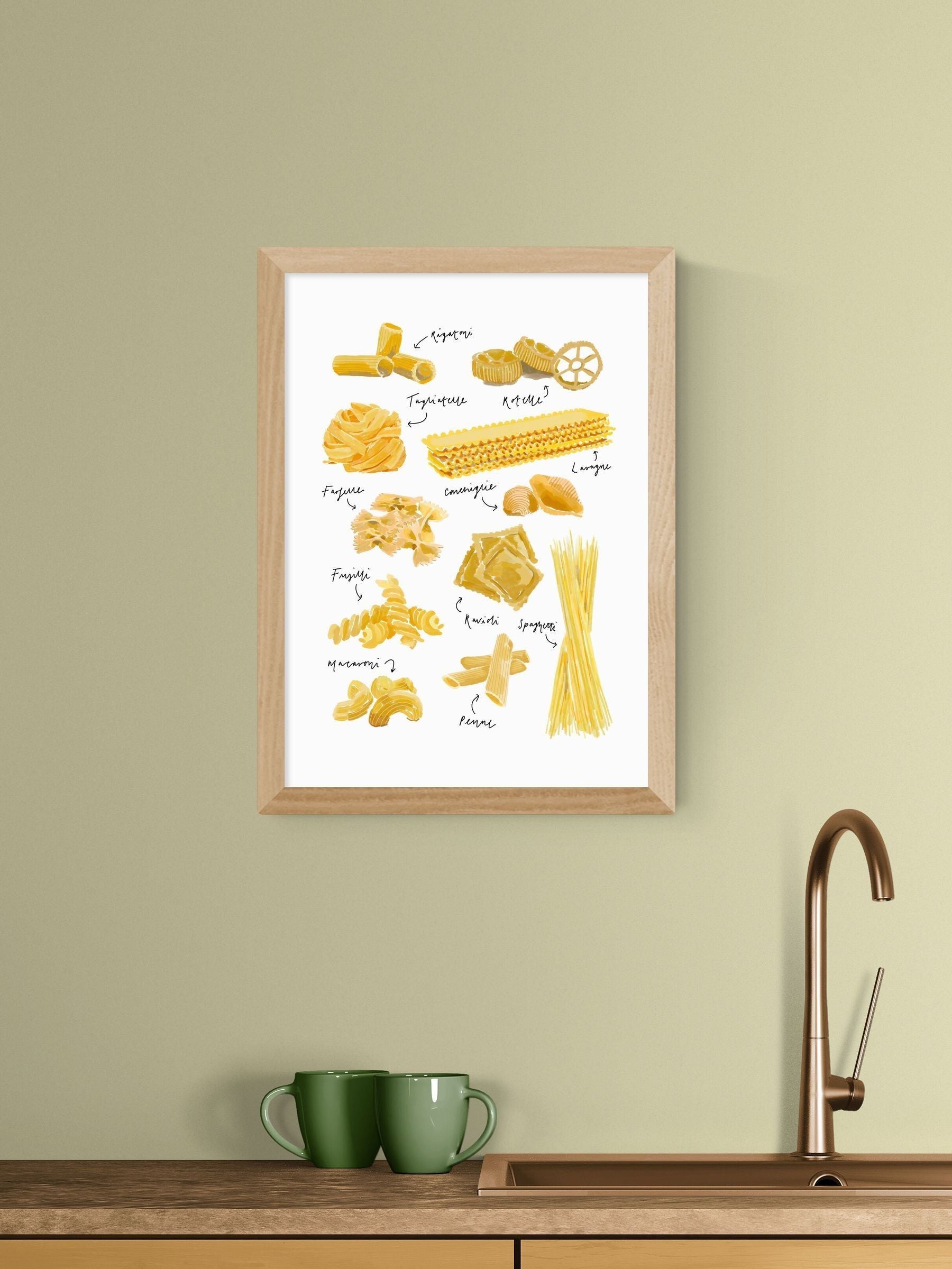 East End Prints Oak Pasta Shapes Wall Art Print by Natalie Cass
