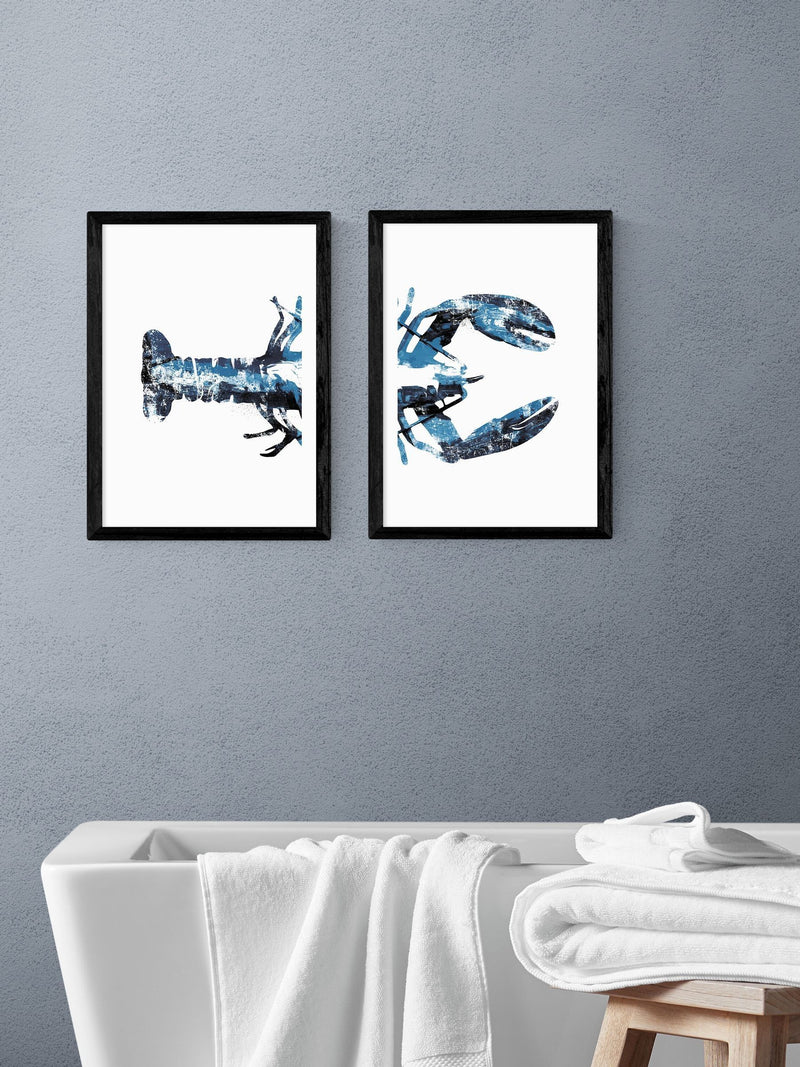 East End Prints Set of 2 Black Lobster Wall Arts Print by Dan Hobday
