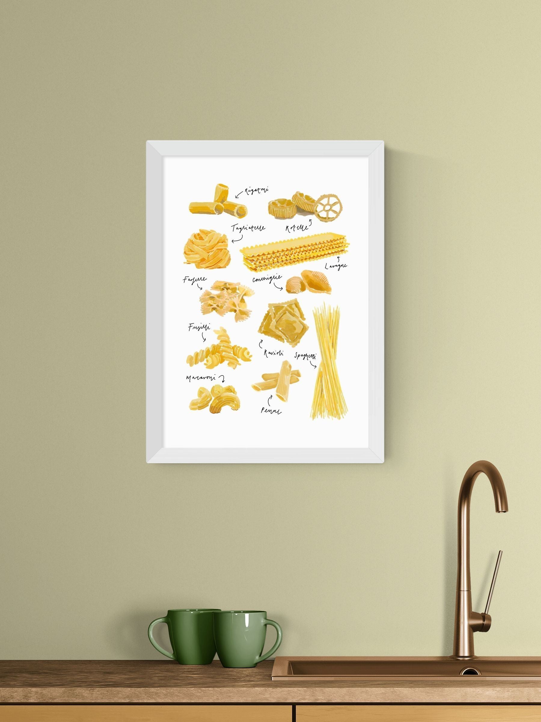 East End Prints White Pasta Shapes Wall Art Print by Natalie Cass