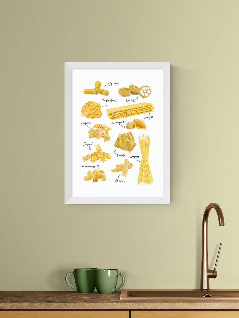 East End Prints White Pasta Shapes Wall Art Print by Natalie Cass