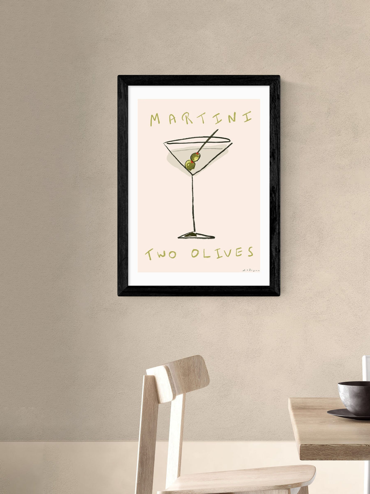 East End Prints black martini wall art print, UK version