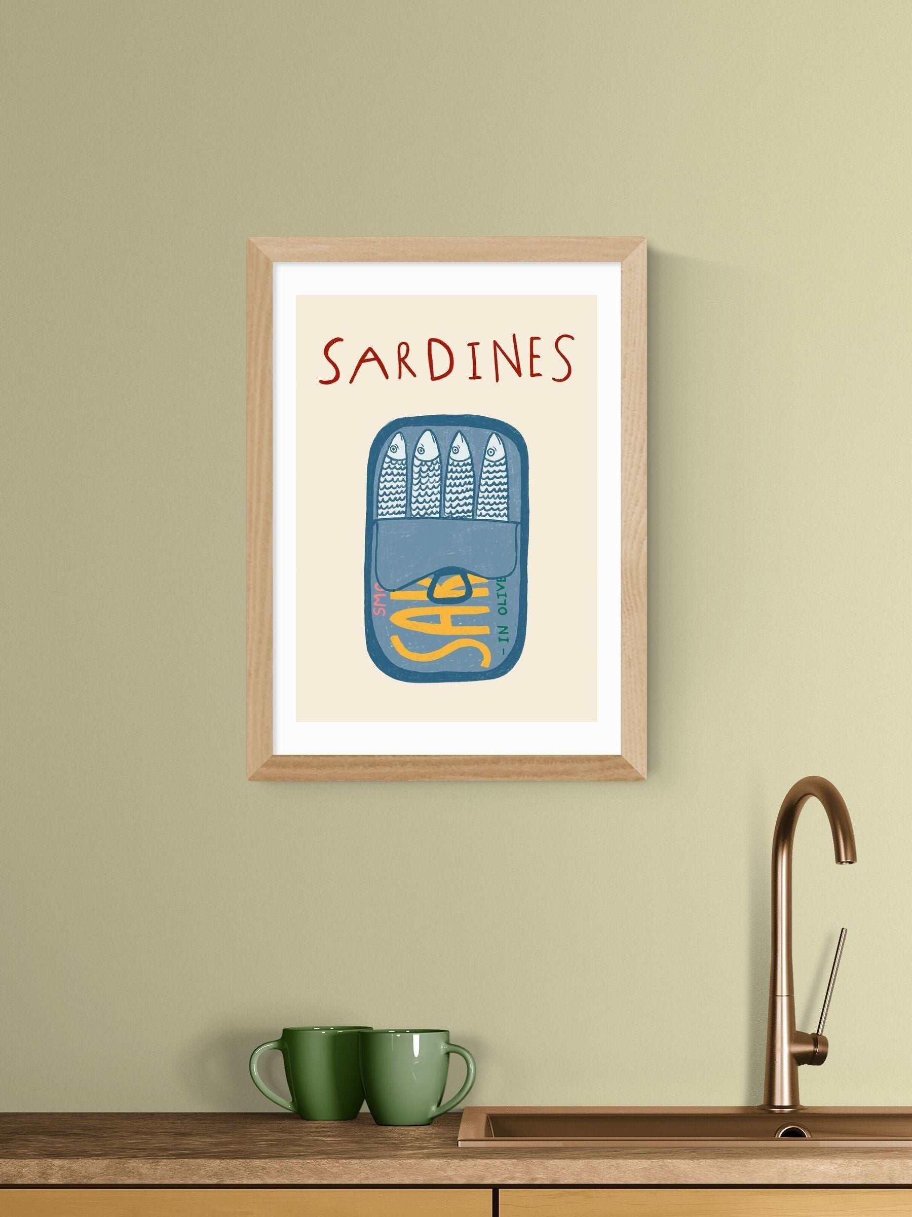 East End Prints Oak Sardines Wall Art Print by Amber May Art