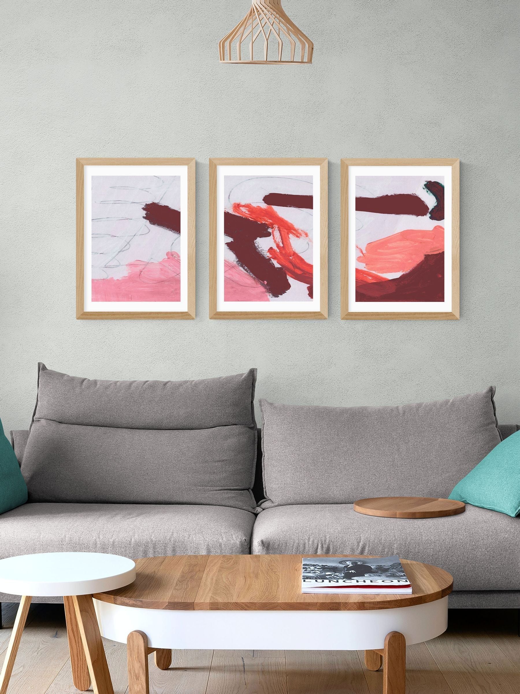 East End Prints Set of 3 Oak Brush Wall Arts Print by Dan Hobday
