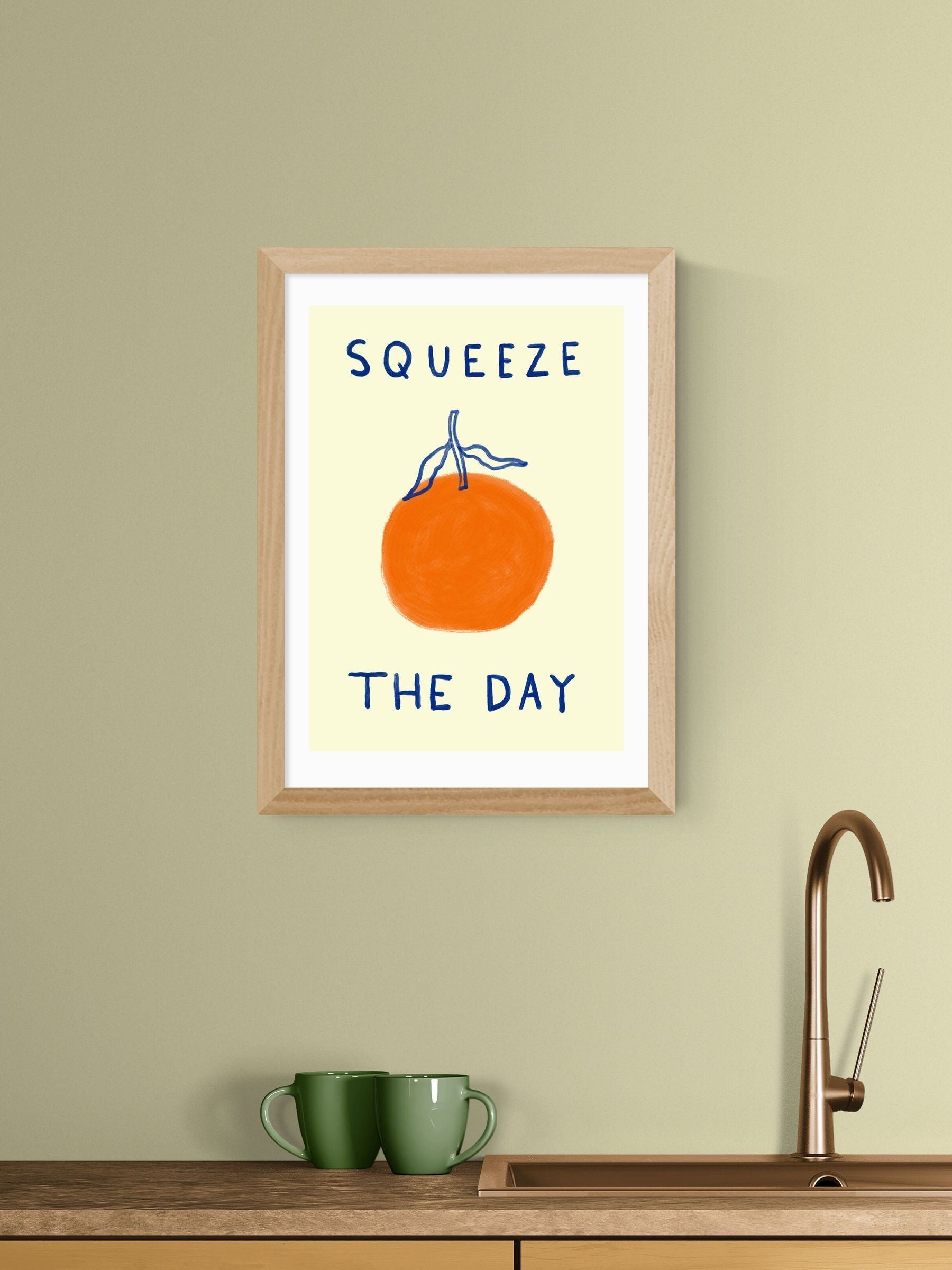 East End Prints orange 'Squeeze The Day' wall art print, UK version