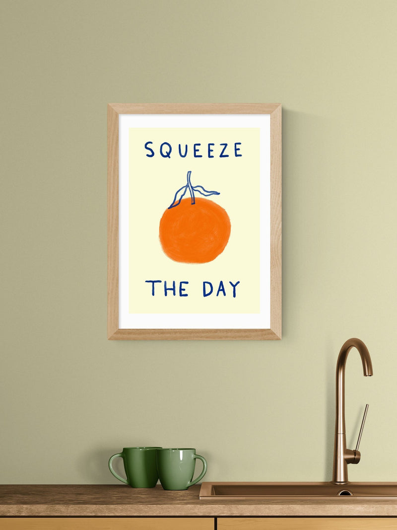 East End Prints orange 'Squeeze The Day' wall art print, UK version