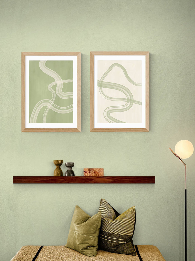 East End Prints Set of 2 Oak Flow Wall Arts Print by The Print Republic
