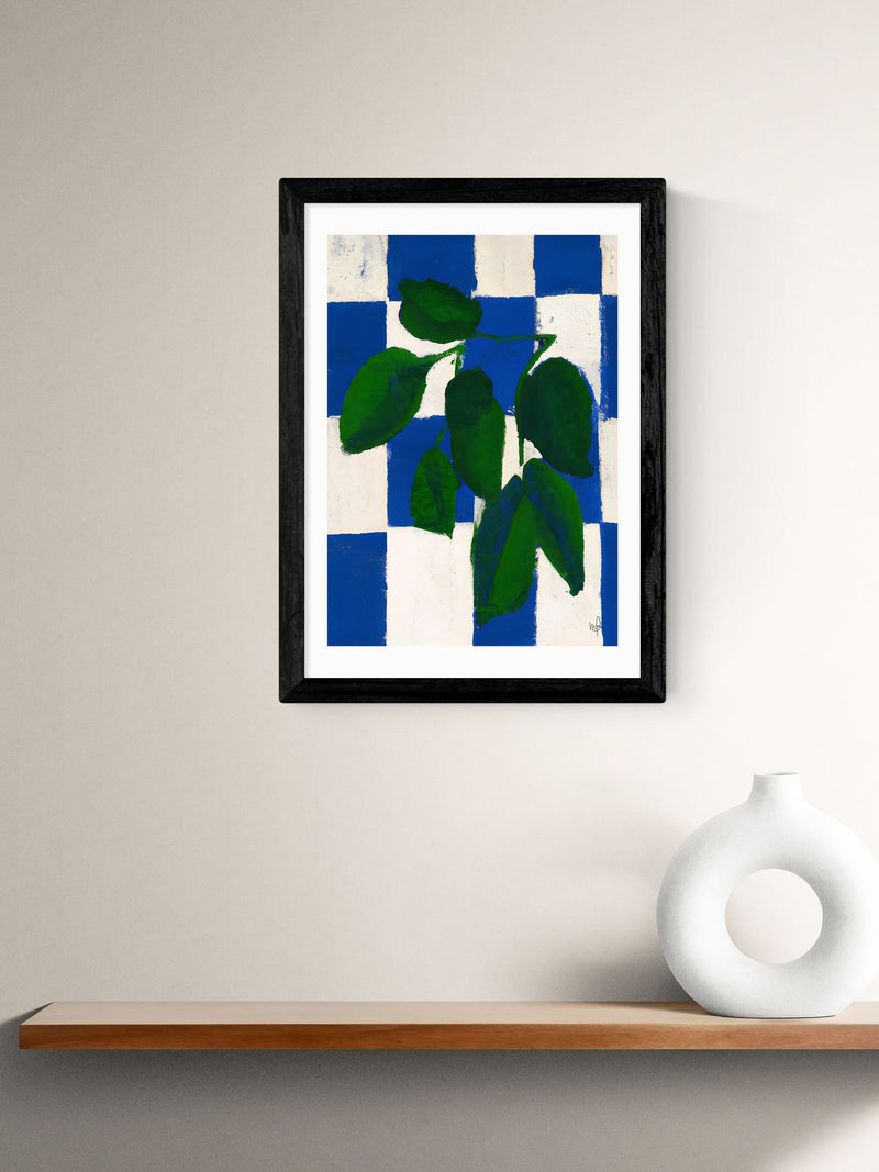East End Prints Black Checkered Greenery Wall Art Print by Merel Takken