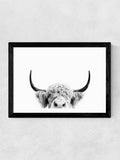 East End Prints black peeking cow wall art print - British product