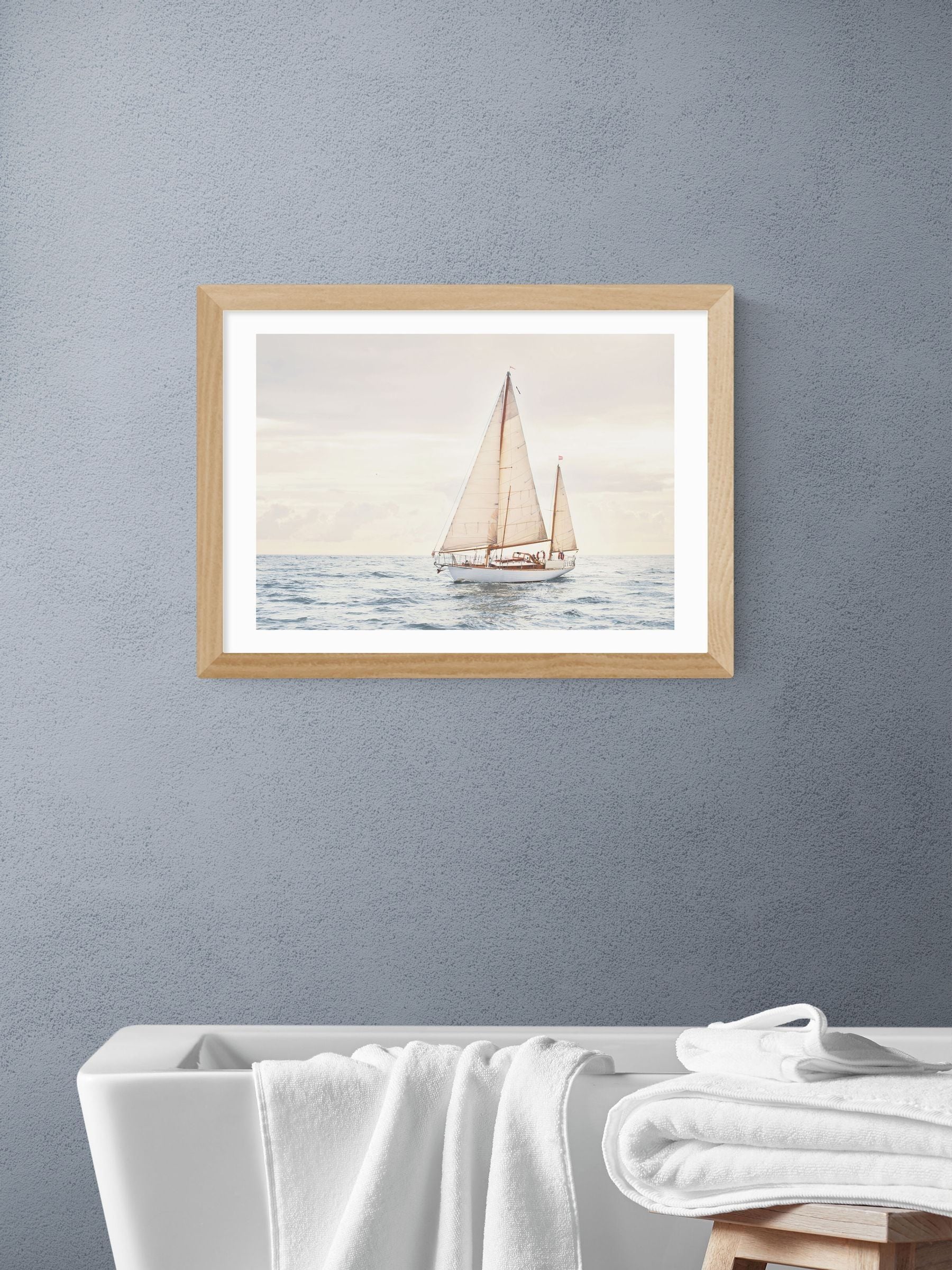 East End Prints Oak Sailboat Wall Art Print by Sisi and Seb