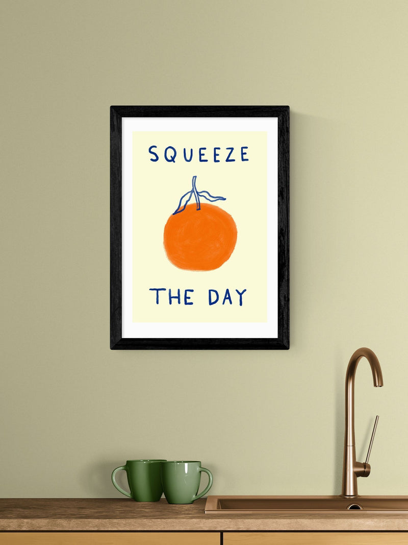 East End Prints Black Squeeze The Day Orange Wall Art Print by She Snacks and Paints