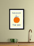 East End Prints Black Squeeze The Day Orange Wall Art Print by She Snacks and Paints