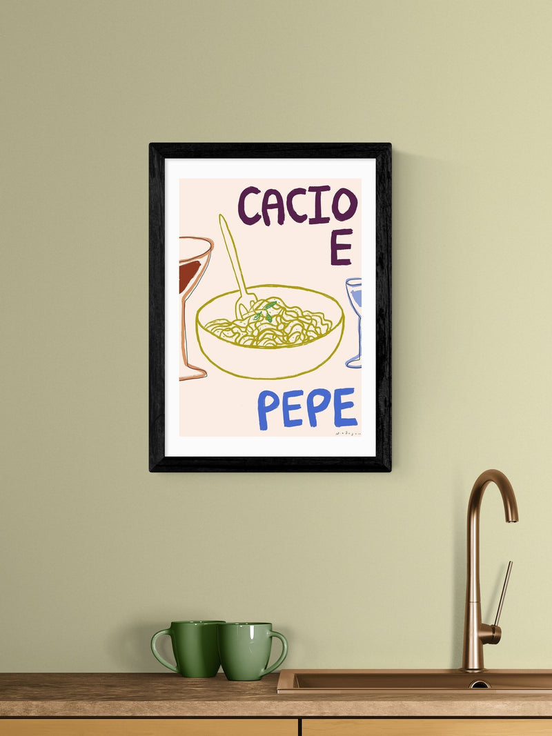 East End Prints Black Cacio Pepe Wall Art Print by Nia Beynon