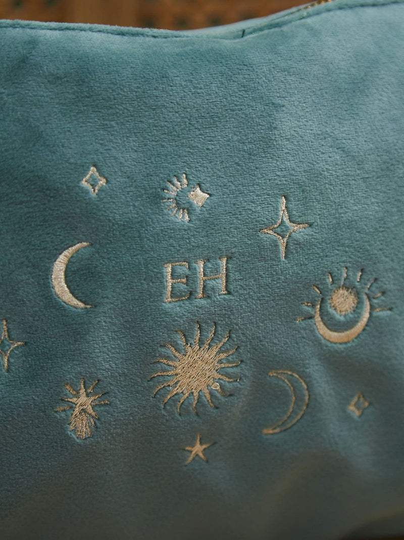 Made Yours large personalised zodiac teal velvet bag, UK version