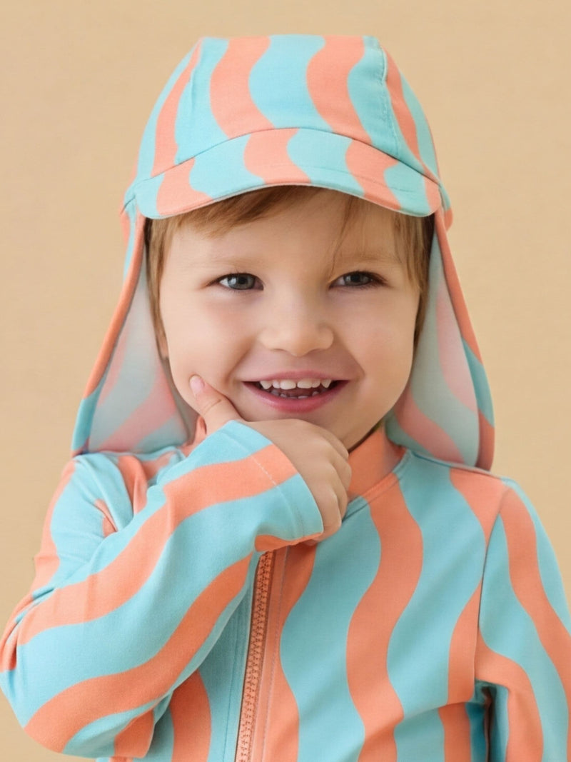 KIDLY by MORI Turquiose Orange Sunsafe Swim Hat
