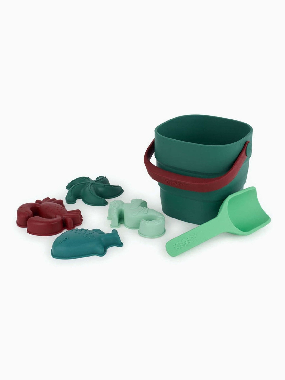 KIDLY by MORI Blue Foldaway Bucket Spade & Sand Mould Beach Toy Set