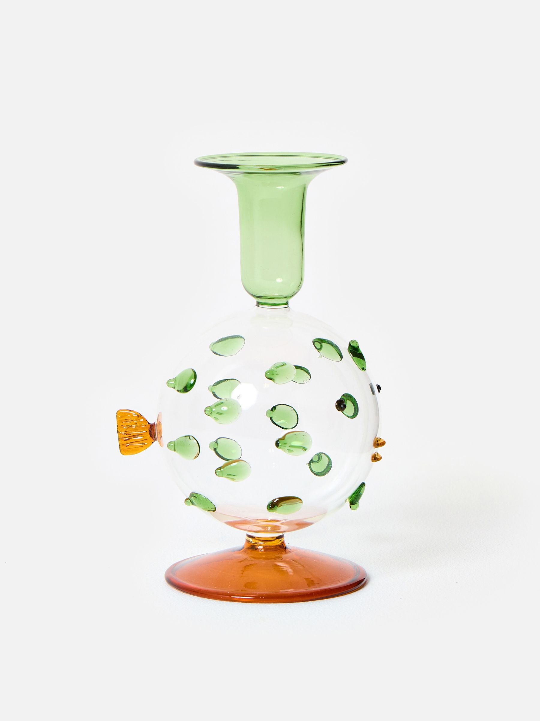 Oliver Bonas green puffa fish glass candle holder (British brand)