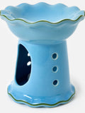 Oliver Bonas blue ceramic ruffle oil burner, imported from the UK