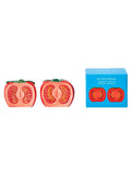 Oliver Bonas red tomato ceramic salt and pepper shakers, imported from the UK