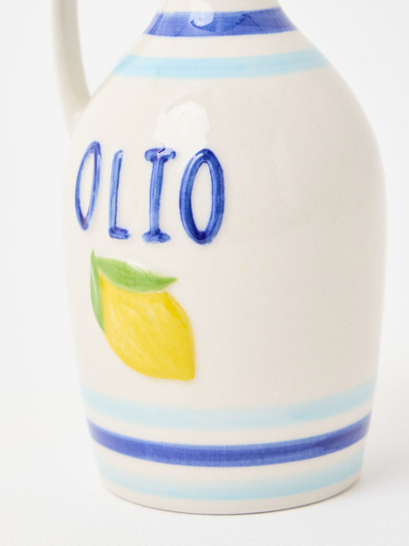 Oliver Bonas blue lemon ceramic oil bottle 15cm, UK version
