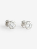 BOSS Kassy earrings in silver tone stainless steel with crystal centre, UK version