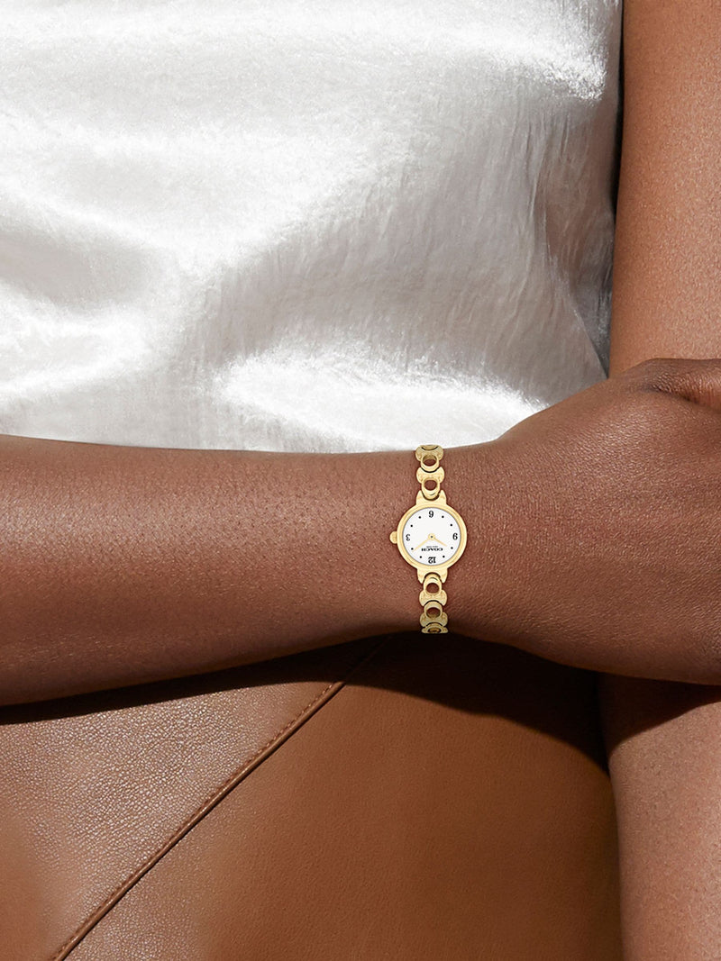 Coach White Iris gold plated bracelet watch 22mm, imported from the UK