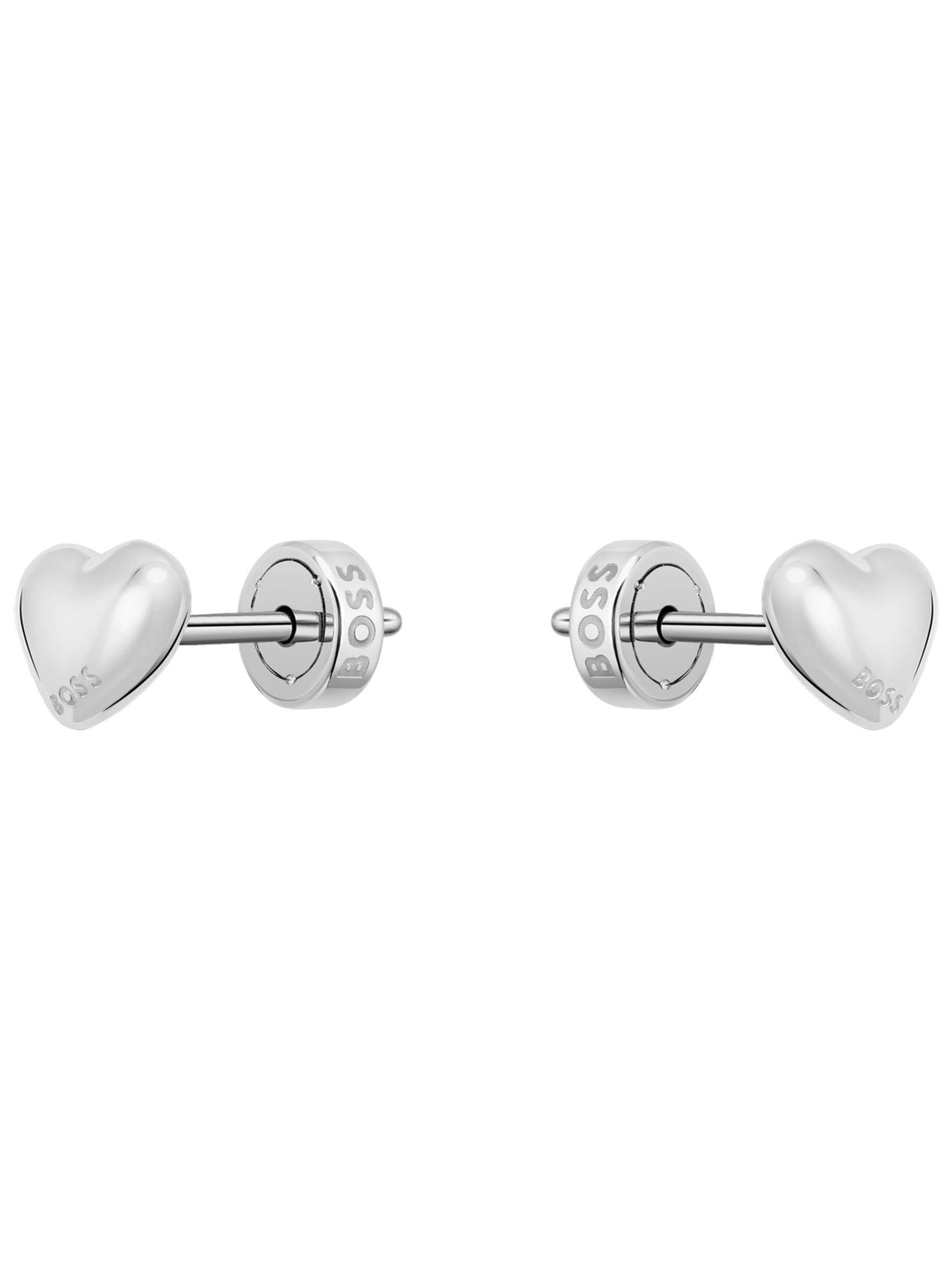 BOSS honey heart stainless steel earrings, silver tone - British product
